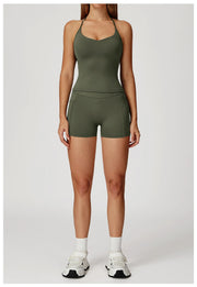 Strappy Bra & Crossover V-Waist Shorts & Flare Pants Sets